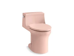 One-piece compact elongated toilet with concealed trapway, 1.28 gpf
