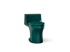 One-piece compact elongated toilet with concealed trapway, 1.28 gpf