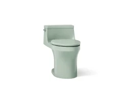 One-piece compact elongated toilet with concealed trapway, 1.28 gpf