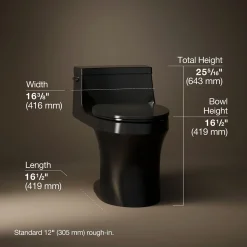 One-piece compact elongated toilet with concealed trapway, 1.28 gpf