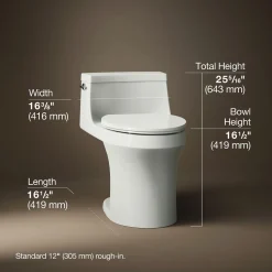 One-piece compact elongated toilet with concealed trapway, 1.28 gpf