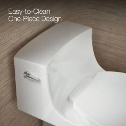 One-piece compact elongated toilet with concealed trapway, 1.28 gpf