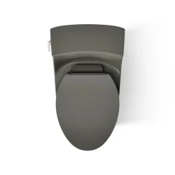 One-piece compact elongated toilet with concealed trapway, 1.28 gpf