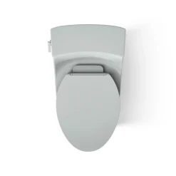 One-piece compact elongated toilet with concealed trapway, 1.28 gpf