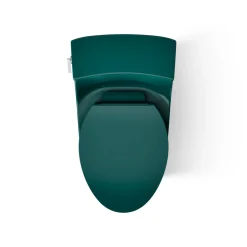 One-piece compact elongated toilet with concealed trapway, 1.28 gpf