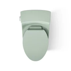 One-piece compact elongated toilet with concealed trapway, 1.28 gpf