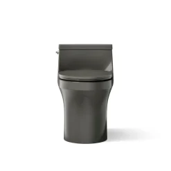 One-piece compact elongated toilet with concealed trapway, 1.28 gpf