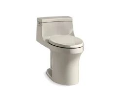 One-piece compact elongated toilet with concealed trapway, 1.28 gpf