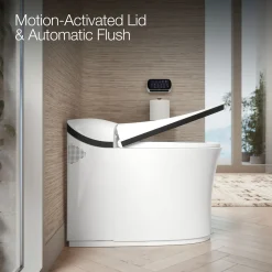 One-piece elongated smart toilet, dual-flush