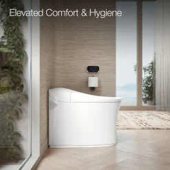 One-piece elongated smart toilet, dual-flush