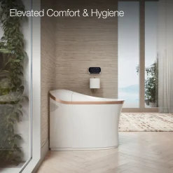 One-piece elongated smart toilet, dual-flush
