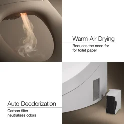 One-piece elongated smart toilet, dual-flush