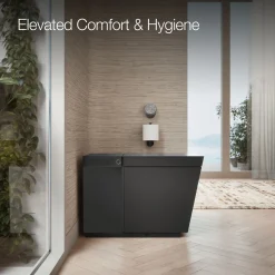 One-piece elongated smart toilet, dual-flush