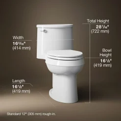 One-piece elongated toilet, 1.28 gpf