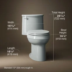 One-piece elongated toilet, 1.28 gpf