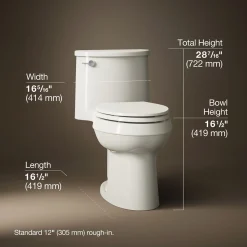One-piece elongated toilet, 1.28 gpf