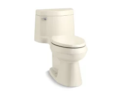 One-piece elongated toilet with concealed trapway, 1.28 gpf