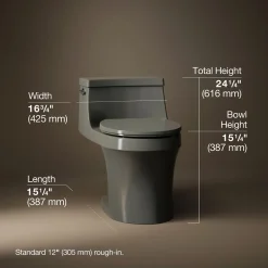 One-piece round-front toilet, 1.28 gpf