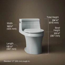 One-piece round-front toilet, 1.28 gpf