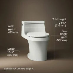 One-piece round-front toilet, 1.28 gpf
