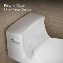 One-piece round-front toilet, 1.28 gpf