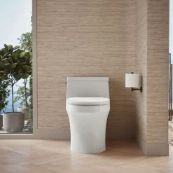 One-piece round-front toilet, 1.28 gpf