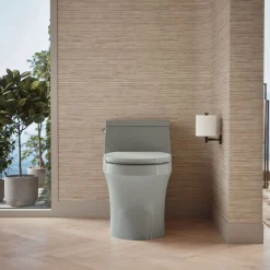 One-piece round-front toilet, 1.28 gpf