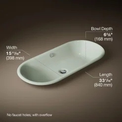 33" oval drop-in / undermount / vessel bathroom sink