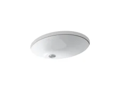 21-1/4" oval undermount bathroom sink with glazed underside, no overflow