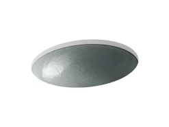 19" oval wall-mount/undermount bathroom sink, no overflow