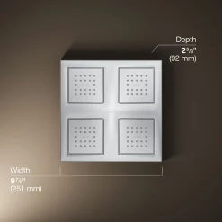 Overhead shower panel with four 22-nozzle sprayheads