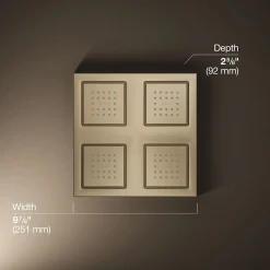 Overhead shower panel with four 22-nozzle sprayheads