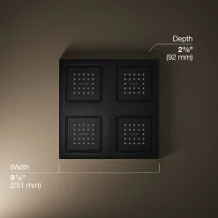 Overhead shower panel with four 22-nozzle sprayheads