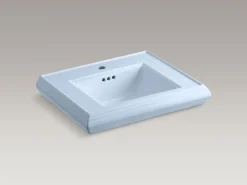 Pedestal/console table bathroom sink basin with single faucet-hole drilling