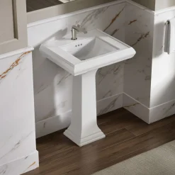 Pedestal/console table bathroom sink basin with single faucet-hole drilling