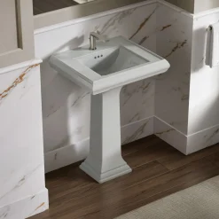 Pedestal/console table bathroom sink basin with single faucet-hole drilling