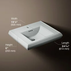 Pedestal/console table bathroom sink basin with single faucet-hole drilling