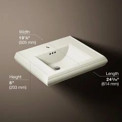 Pedestal/console table bathroom sink basin with single faucet-hole drilling