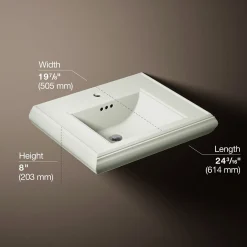 Pedestal/console table bathroom sink basin with single faucet-hole drilling