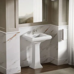 Pedestal/console table bathroom sink basin with single faucet-hole drilling