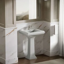 Pedestal/console table bathroom sink basin with single faucet-hole drilling
