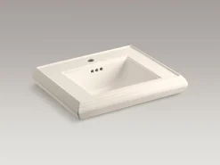 Pedestal/console table bathroom sink basin with single faucet-hole drilling