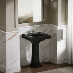 Pedestal/console table bathroom sink basin with single faucet-hole drilling