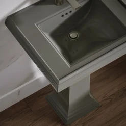 Pedestal/console table bathroom sink basin with single faucet-hole drilling