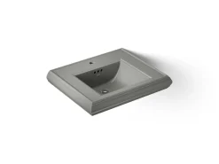 Pedestal/console table bathroom sink basin with single faucet-hole drilling