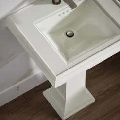 Pedestal/console table bathroom sink basin with single faucet-hole drilling