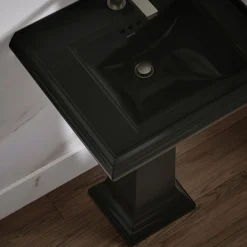 Pedestal/console table bathroom sink basin with single faucet-hole drilling