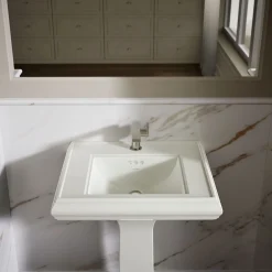 Pedestal/console table bathroom sink basin with single faucet-hole drilling