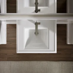 Pedestal/console table bathroom sink basin with single faucet-hole drilling