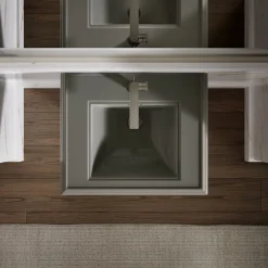 Pedestal/console table bathroom sink basin with single faucet-hole drilling